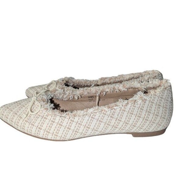 Report Womens Beige Textile Fabric Pointed Toe Ballet Flats w/Bow Size 7 NWOB - Picture 4 of 8
